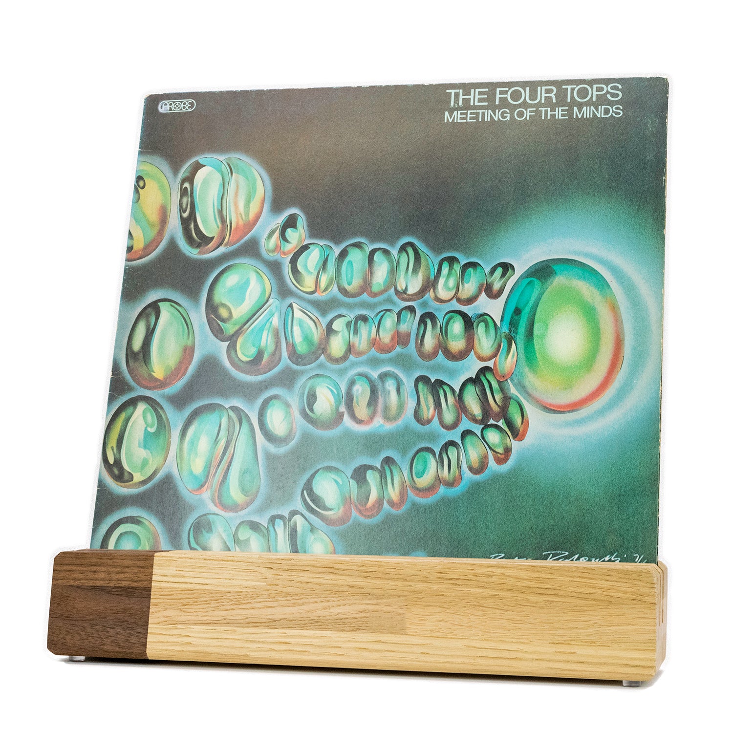 Schallplattenhalter DUO COLORLINE. Massive Eiche trifft amerikanische Walnuss. phonotastisch