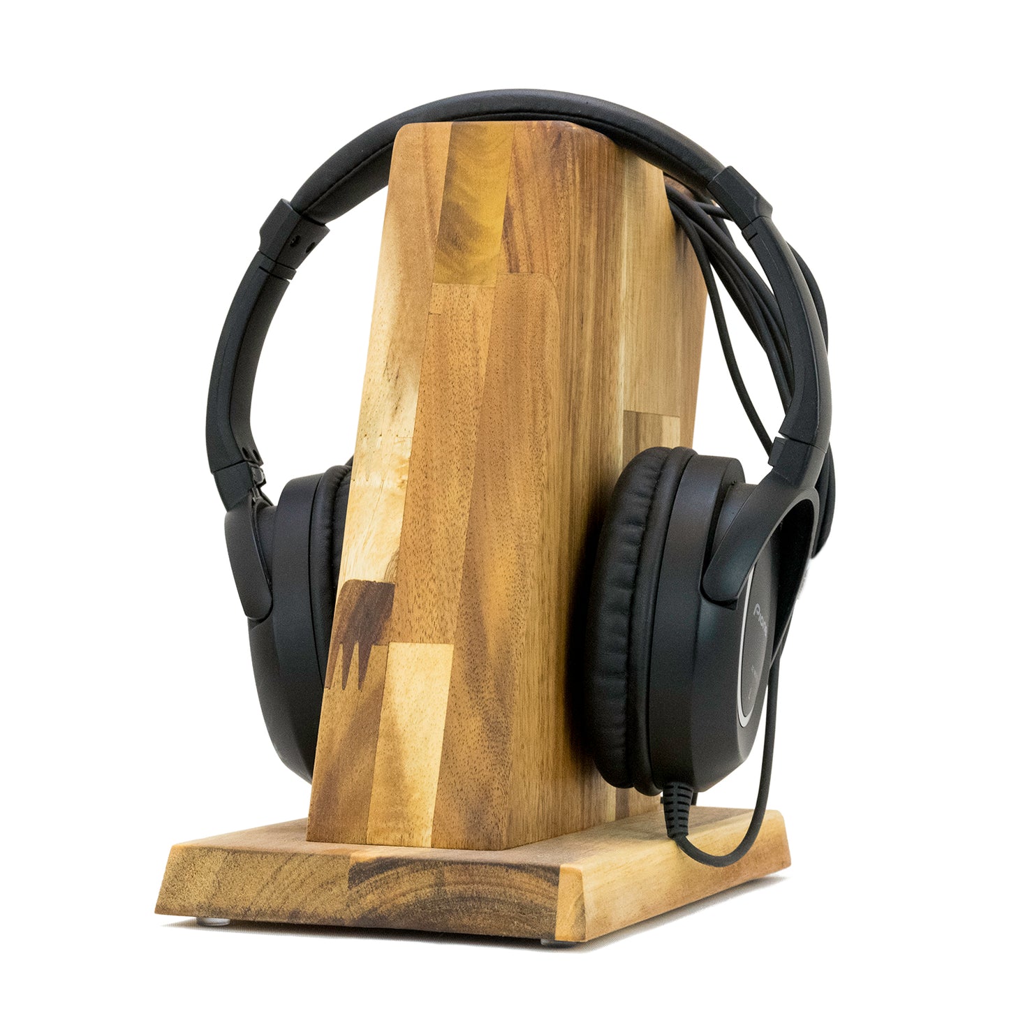 Kopfhörerständer / Kopfhörerhalter "Vintage" aus Massivholz inklusive Kabelhalterung. phonotastisch