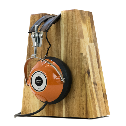 Unser Klassiker. Kopfhörerhalter Phoneblock aus Massivholz mit runder Bügelablage. Phonotastisch