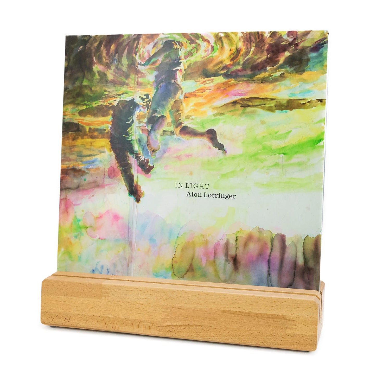 Schallplattenhalter, Schallplattenständer aus Massivholz für 1 Album und 1 Doppel-Album inkl. Gravur phonotastisch