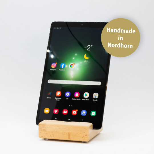 Universal Tablet Halter, Tablet Halterung, Handy Halter für 1 Gerät inkl. Kabelführung. phonotastisch
