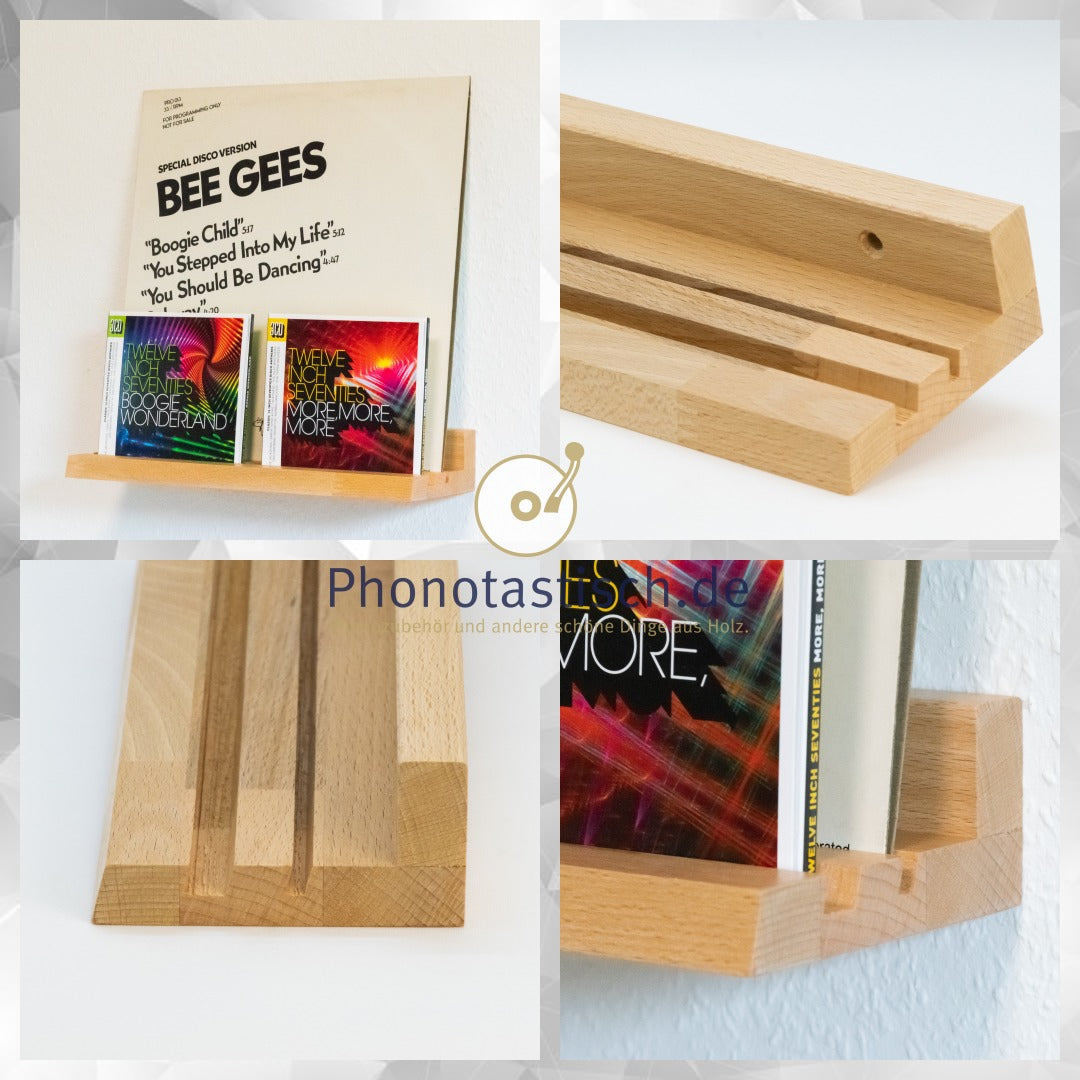 Schallplattenständer, Schallplattenregal, CD-Regal für ein bis zwei Schallplatten plus zwei CDs phonotastisch