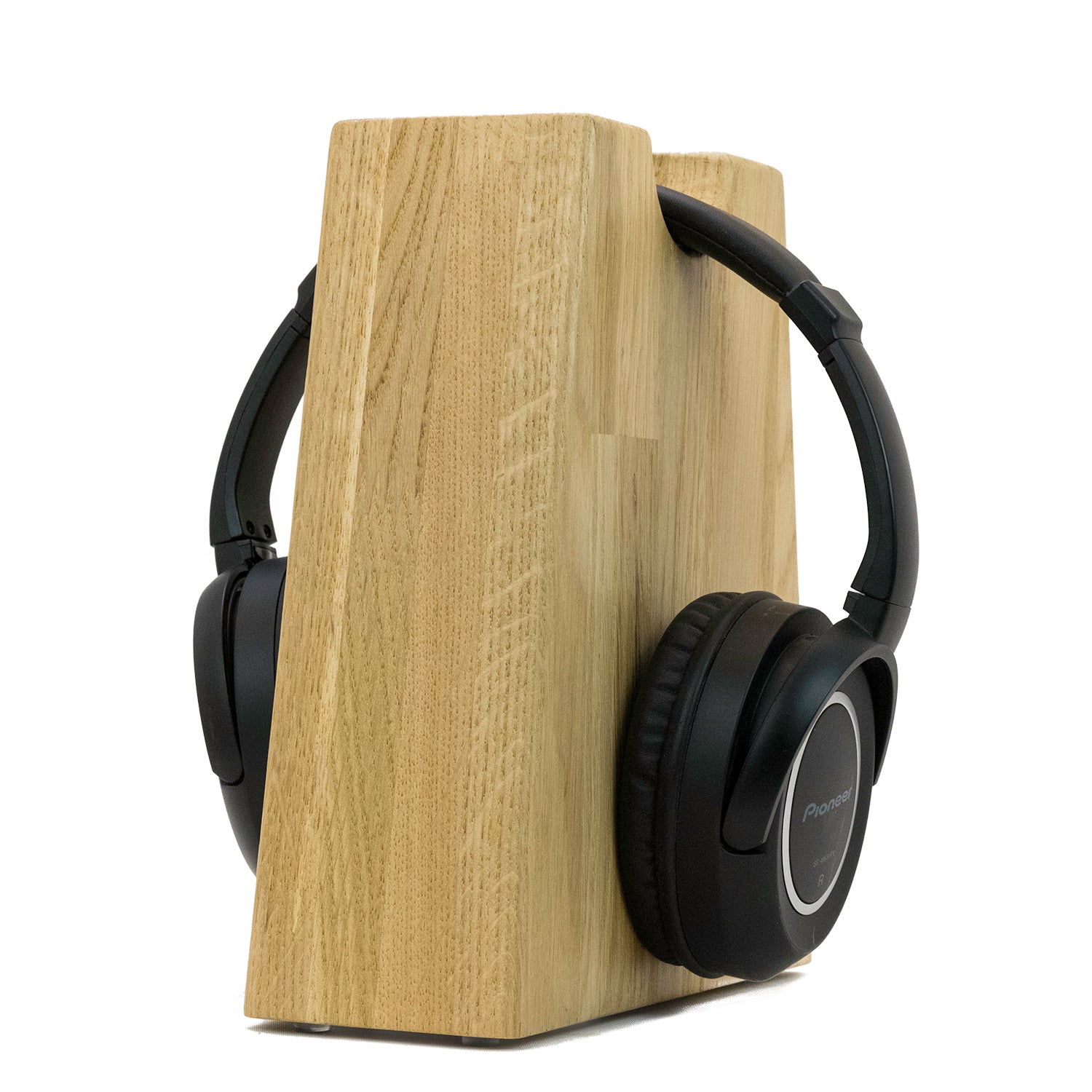 Unser Klassiker. Kopfhörerhalter Phoneblock aus Massivholz mit runder Bügelablage. phonotastisch