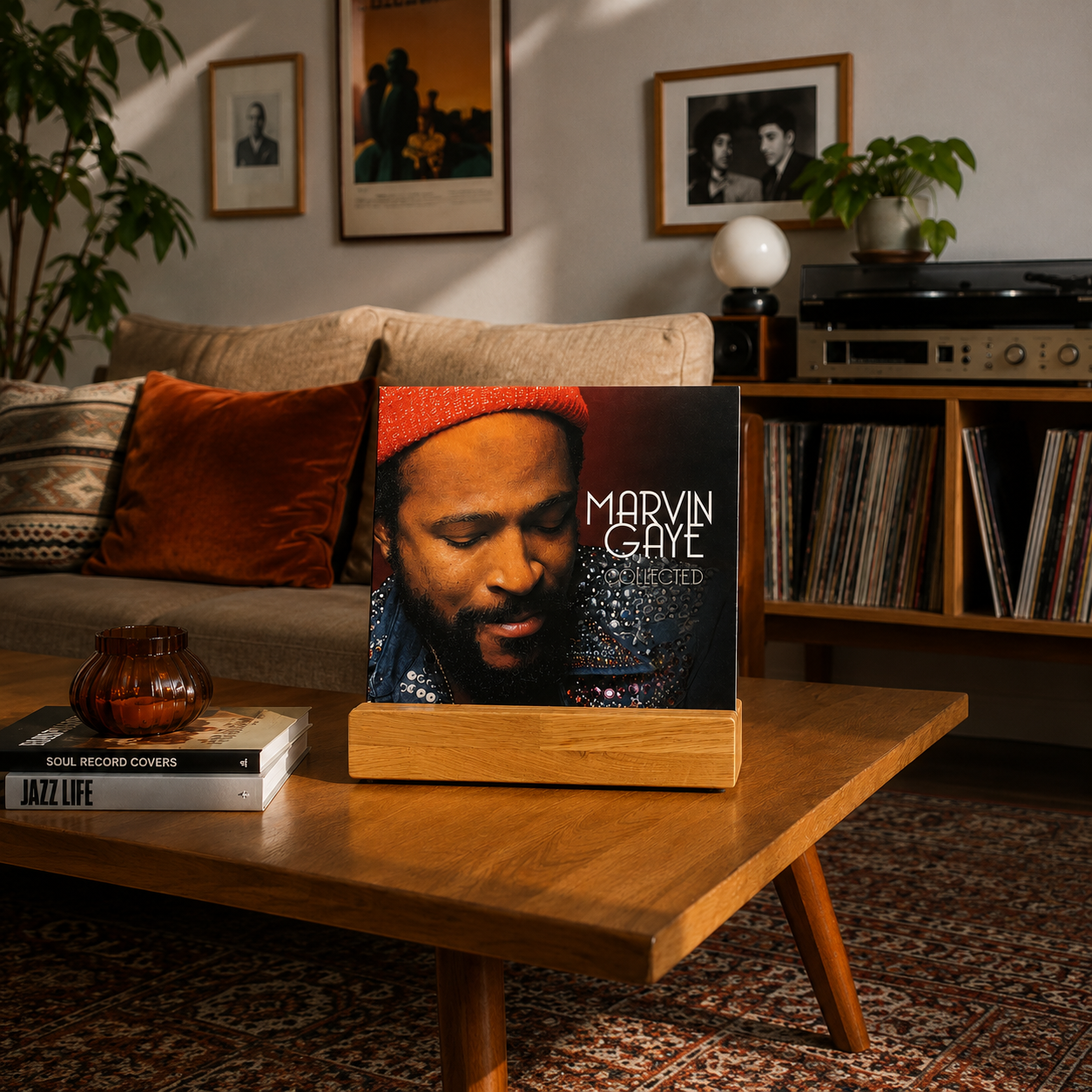 Schallplattenständer DUO für verschiedene Coverstärken. Vinylständer aus Massivholz