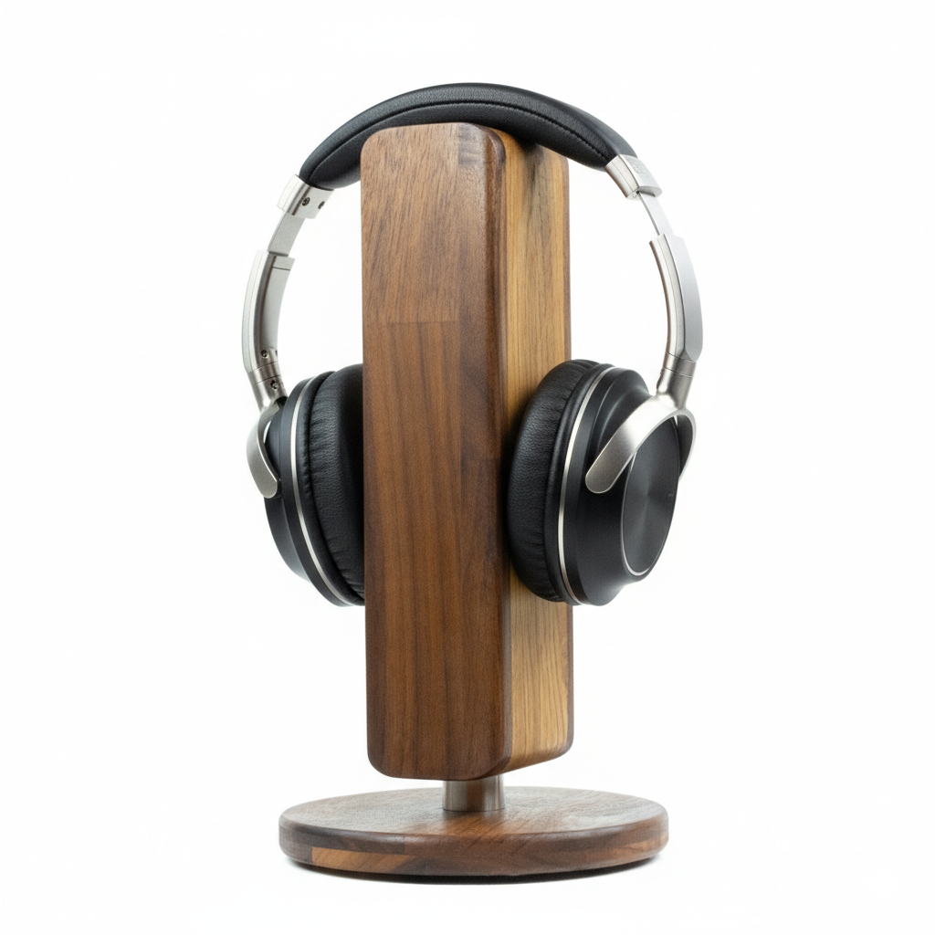 Kopfhörerständer CurveOne FineLine aus Massivholz – Eiche, Walnuss & Edelstahl phonotastisch