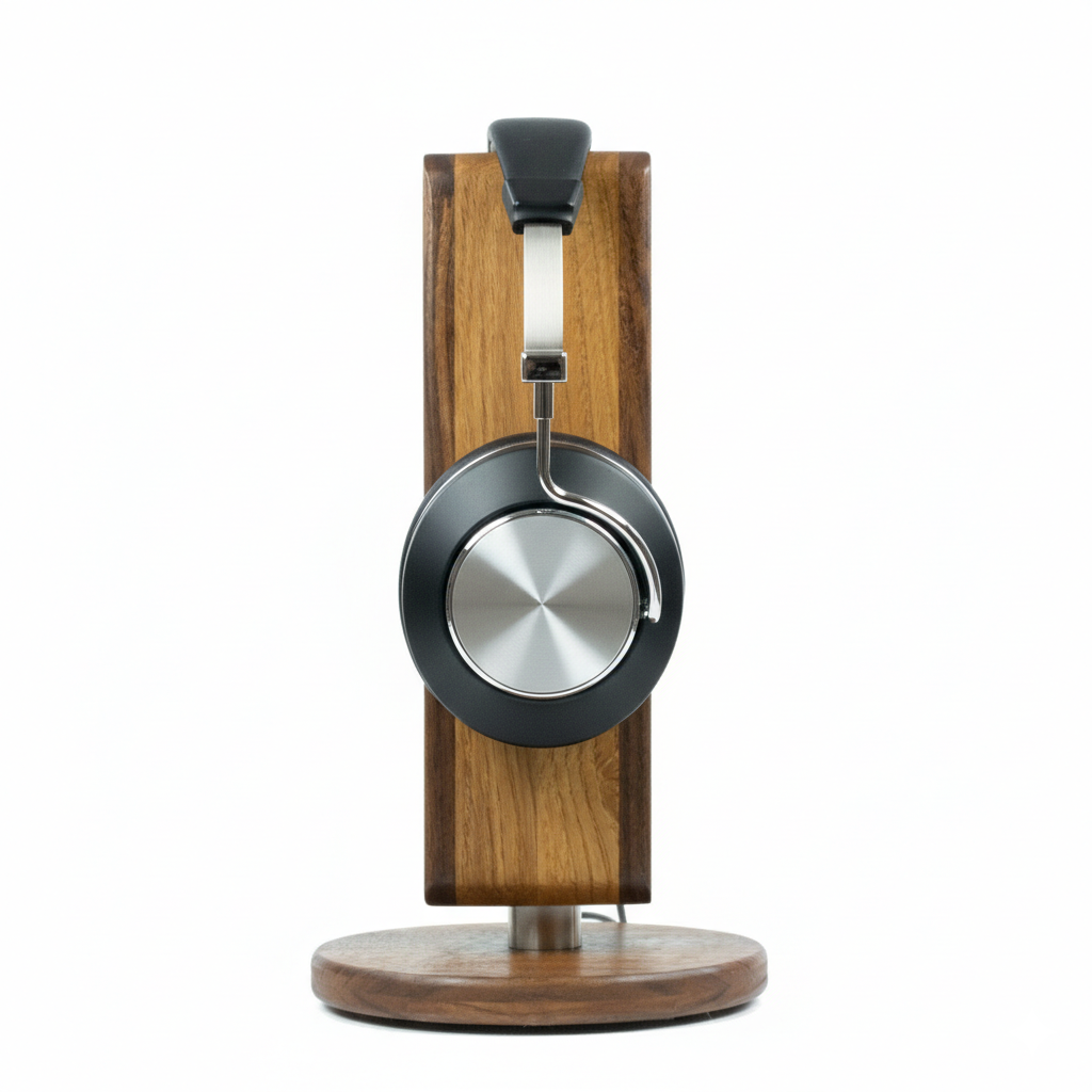 Kopfhörerständer CurveOne FineLine aus Massivholz – Eiche, Walnuss & Edelstahl phonotastisch