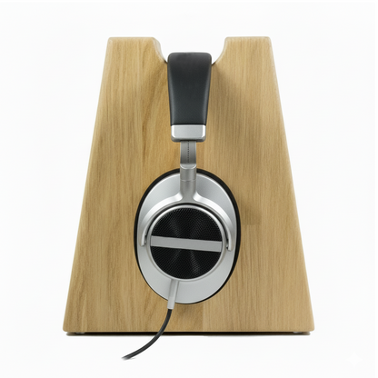 Unser Klassiker. Kopfhörerhalter Phoneblock aus Massivholz mit runder Bügelablage. phonotastisch