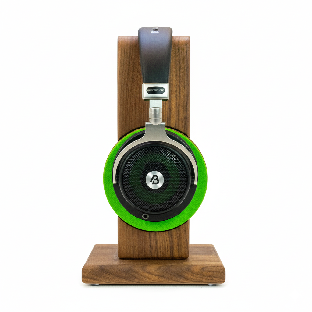 Kopfhörerständer RONDO mit aufgesetztem austauschbarem Ohrpolsterschutz. phonotastisch