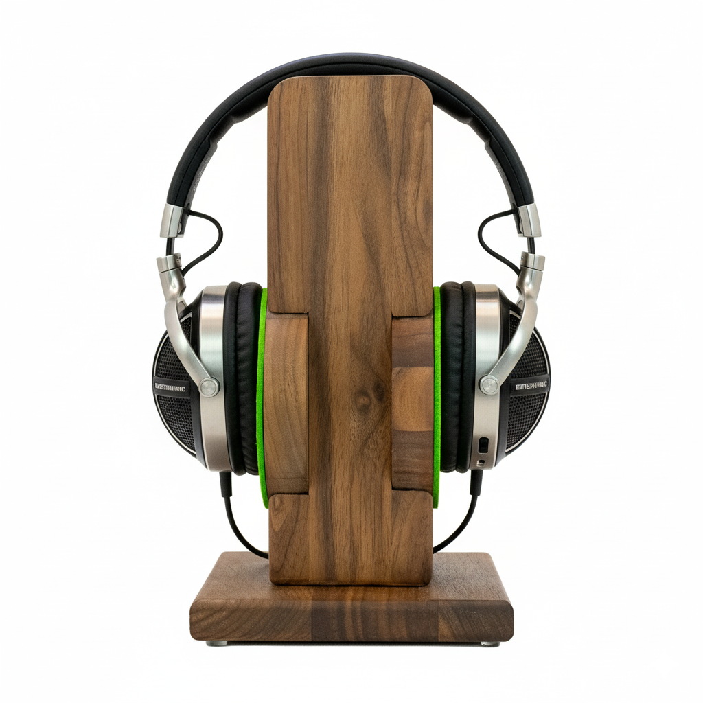 Kopfhörerständer RONDO mit aufgesetztem austauschbarem Ohrpolsterschutz. phonotastisch
