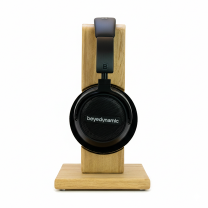 Kopfhörerständer RONDO mit aufgesetztem austauschbarem Ohrpolsterschutz. phonotastisch