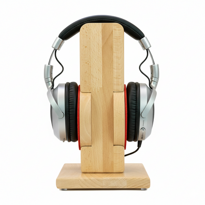 Kopfhörerständer RONDO mit aufgesetztem austauschbarem Ohrpolsterschutz. phonotastisch