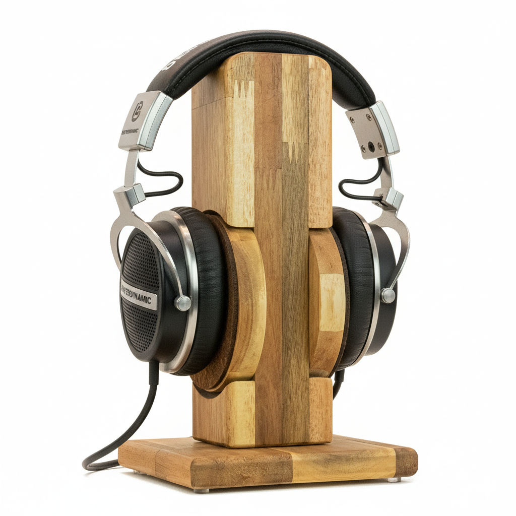 Kopfhörerständer RONDO mit aufgesetztem austauschbarem Ohrpolsterschutz. phonotastisch