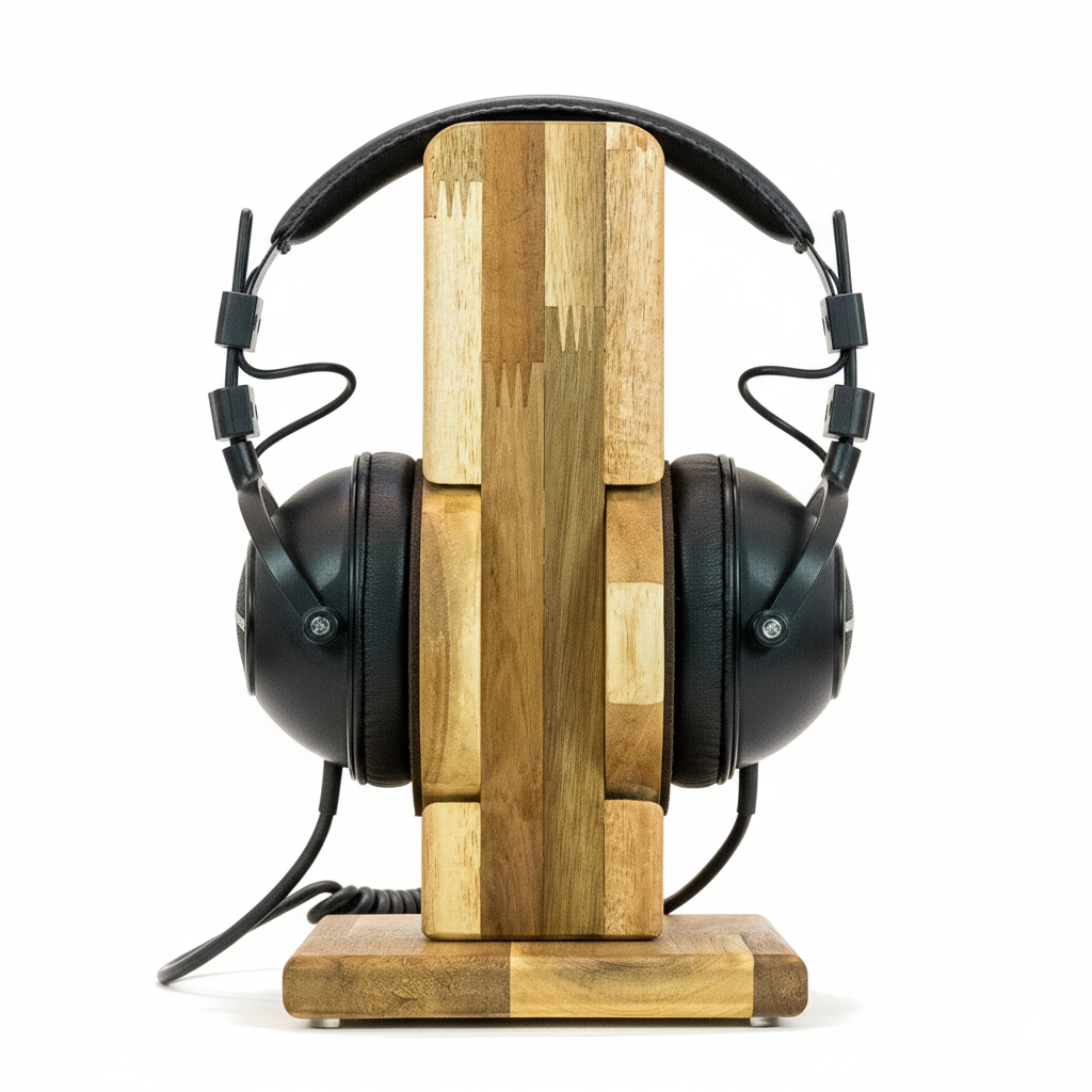 Kopfhörerständer RONDO mit aufgesetztem austauschbarem Ohrpolsterschutz. phonotastisch