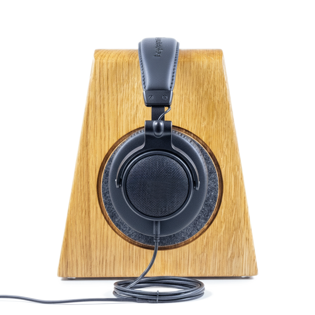 Set - Schallplattenhalter DUO MASSIV + Kopfhörerständer PHONEBLOCK MASSIV Phonotastisch