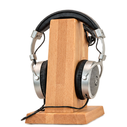 Kopfhörerständer Holz FIN Kabel – Massivholz mit praktischer Kabelaufhängung. Headphone Stand | Handgemacht in Deutschland phonotastisch