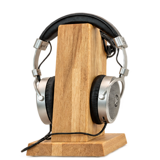 Kopfhörerständer Holz FIN Kabel – Massivholz mit praktischer Kabelaufhängung. Headphone Stand | Handgemacht in Deutschland phonotastisch