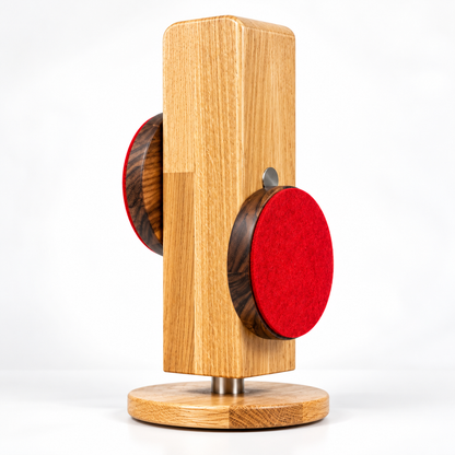 RONDO LIFT FineLine – verstellbarer Kopfhörerständer aus Eiche und Walnuss | Handgemacht in Deutschland phonotastisch