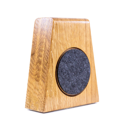 Kopfhörerständer PHONEBLOCK Eiche mit aufliegendem Ohrpolsterschutz Phonotastisch