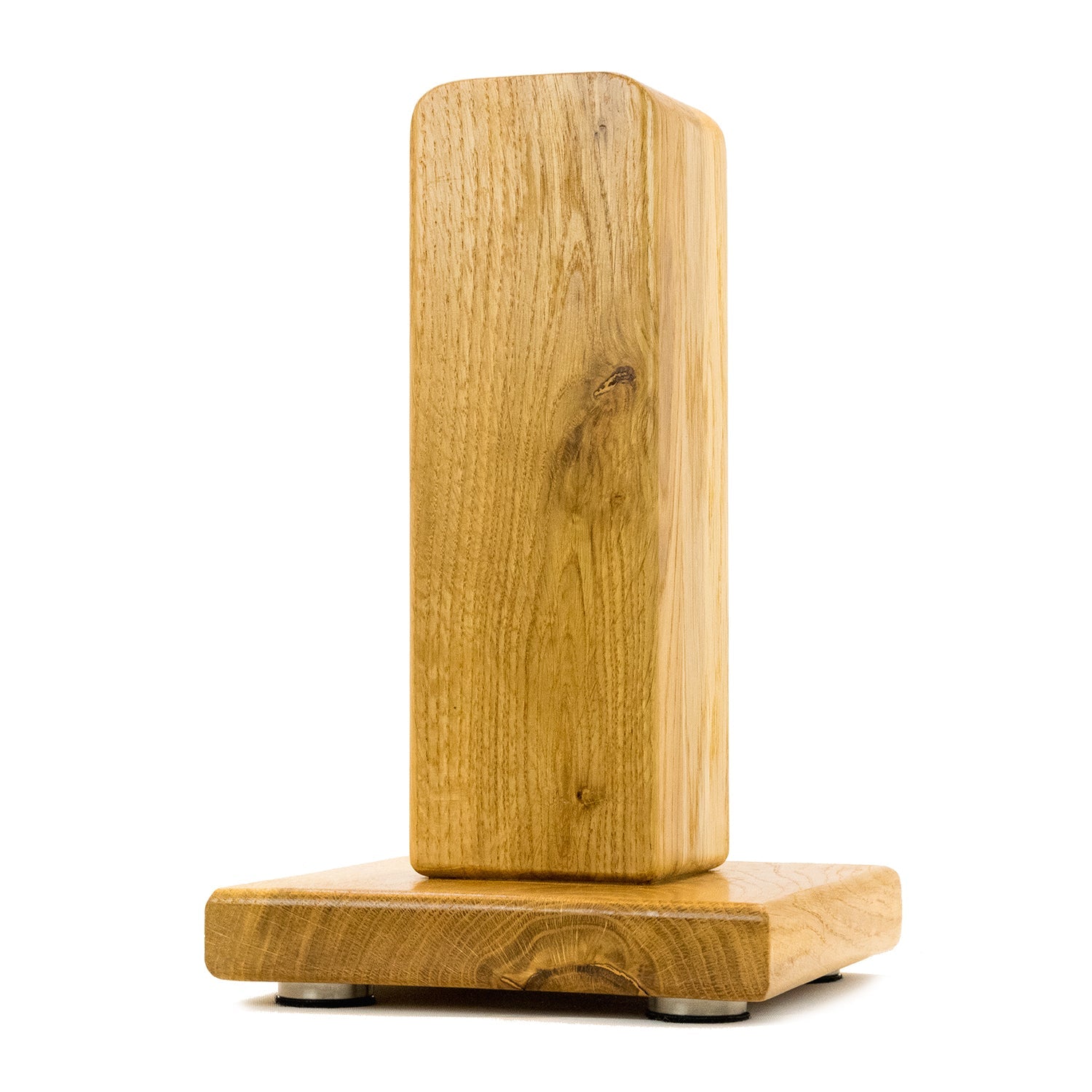 Kopfhörerständer theONE – schlichte Schönheit aus Edelstahl und Eiche. Phonotastisch