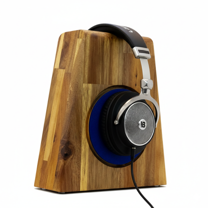 Kopfhörerständer PHONEBLOCK aufliegendem Ohrpolsterschutz und breiter Bügelauflage. phonotastisch