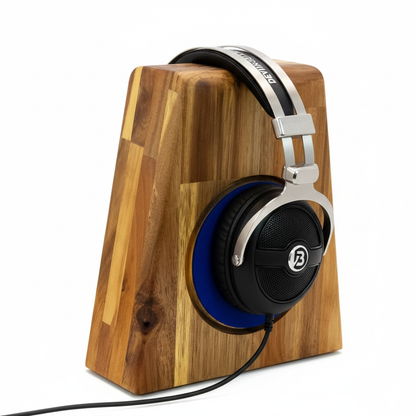 Kopfhörerständer PHONEBLOCK aufliegendem Ohrpolsterschutz und breiter Bügelauflage. phonotastisch