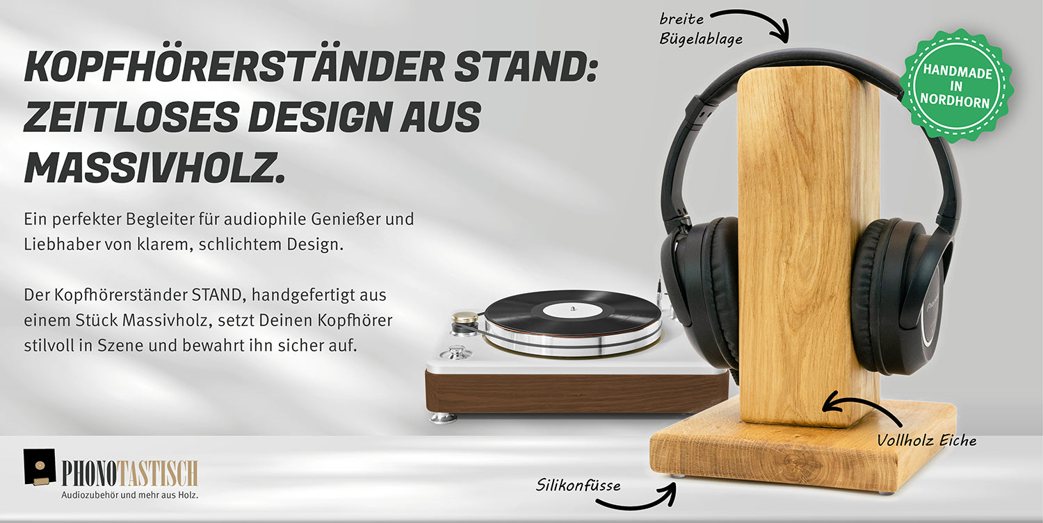 Kopfhörerständer STAND. Zeitloses Design aus Massivholz.