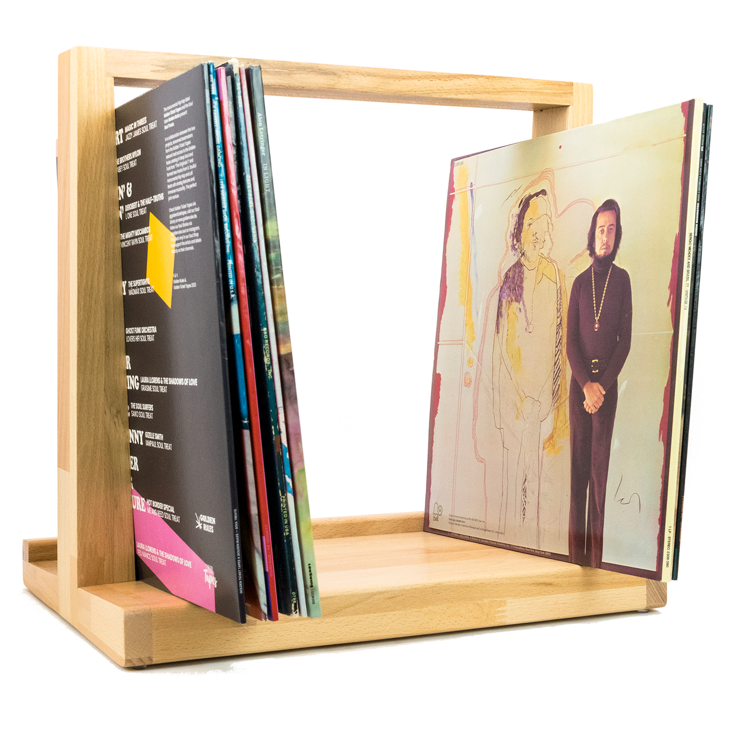  „Vinylregal aus Buchenholzfür moderne Schallplattenaufbewahrung“ 