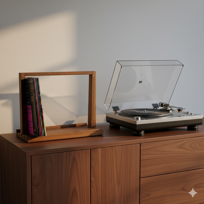  „Elegante Schallplattenregal aus Holz für HiFi- und Musikbereiche“ 