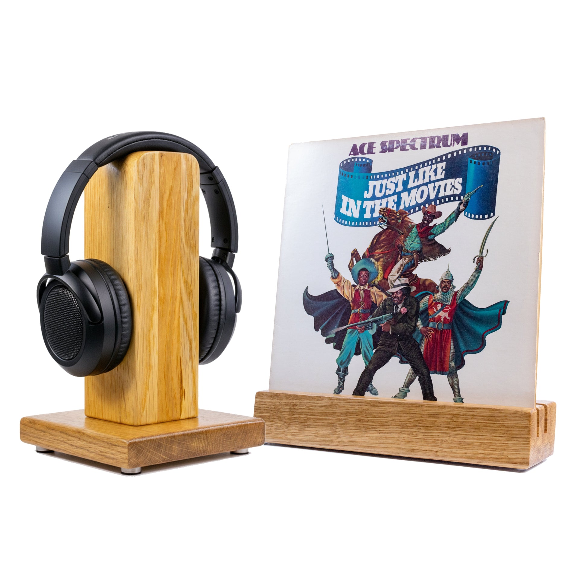 Set - Schallplattenhalter DUO MASSIV + Kopfhörerständer theONE Phonotastisch