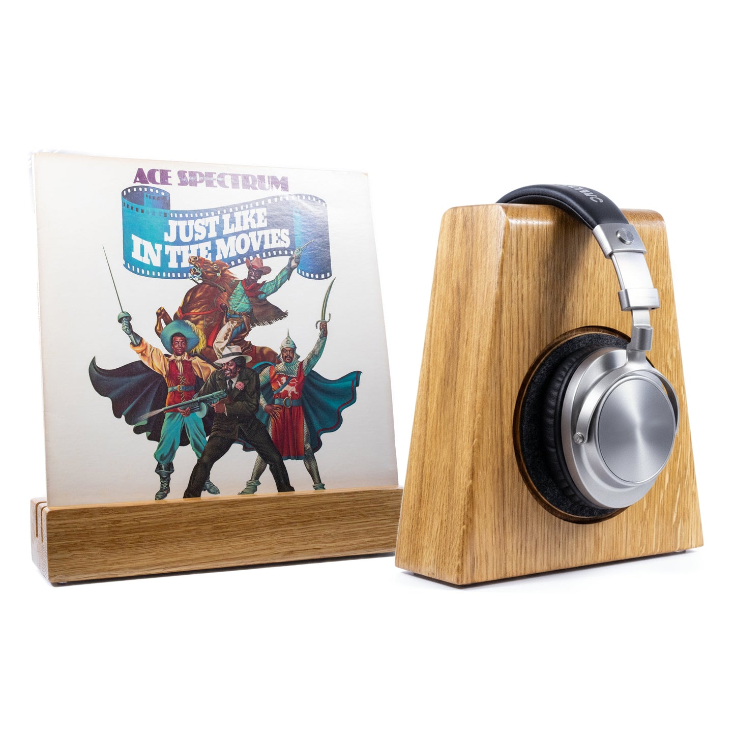 Set - Schallplattenhalter DUO MASSIV + Kopfhörerständer PHONEBLOCK MASSIV Phonotastisch