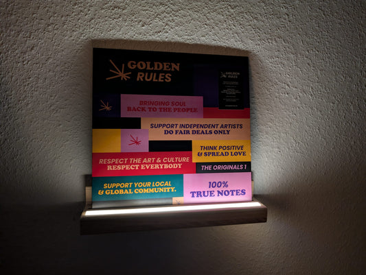 Schallplattenwandregal mit LED Beleuchtung. phonotastisch