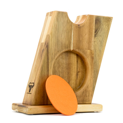 „Headphone Stand aus Holz mit CleaPad gegen Druckstellen an Ohrpolstern“ 