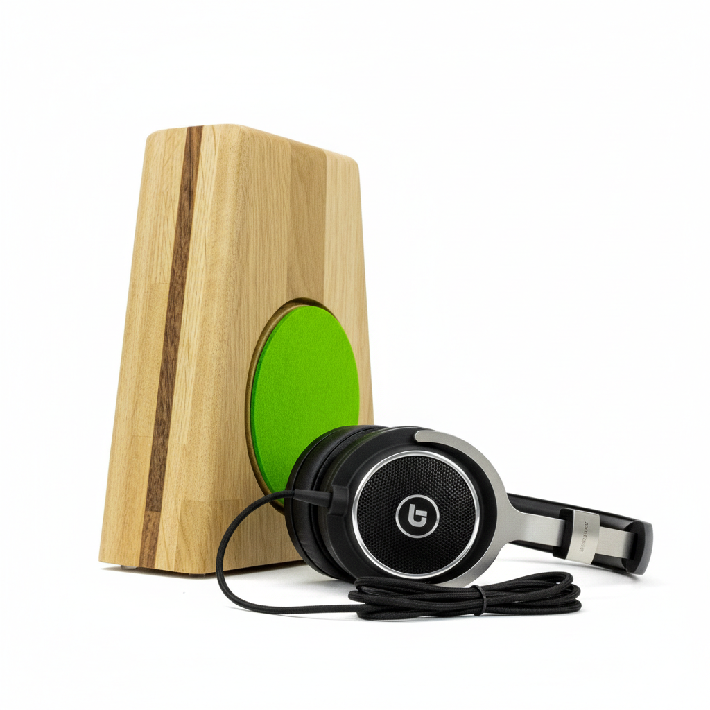 „Headphone Stand aus Holz mit CleanPad für langlebige Ohrpolster“ 
