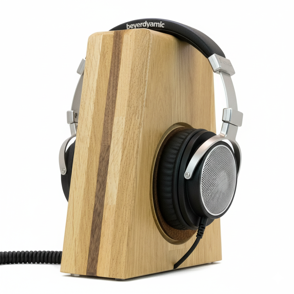 „Headphone Stand mit CleanPad – schont Polster und erhält die Form der Kopfhörer“
