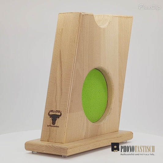 Stylischer Kopfhörerständer BULL-EYES mit innenliegendem Ohrpolsterschutz und praktischer Bügelablage.