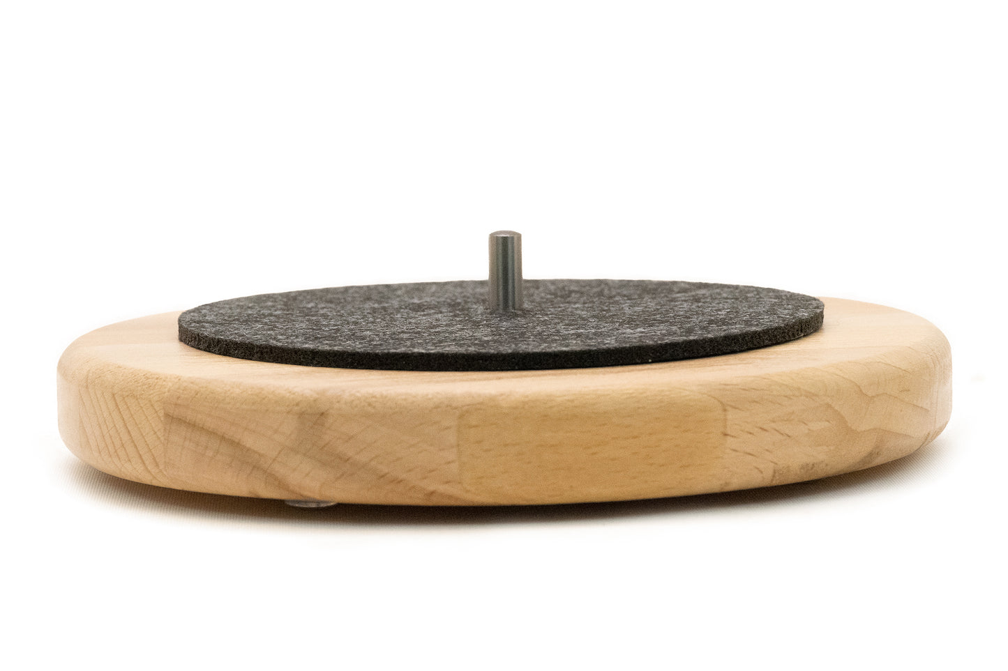 „Vinylhalter aus Holz und Edelstahl für minimalistisches Wohndesign“ 