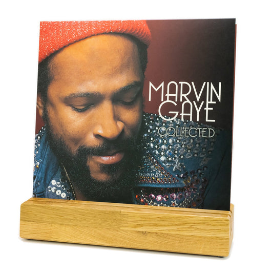 Schallplattenhalter, Schallplattenständer aus Massivholz für 1 Album und 1 Doppel-Album inkl. Gravur phonotastisch